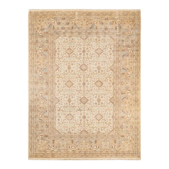 Eclectic, One-of-a-Kind Hand-Knotted Area Rug - Ivory, 9' 1" x 11' 10" For Sale