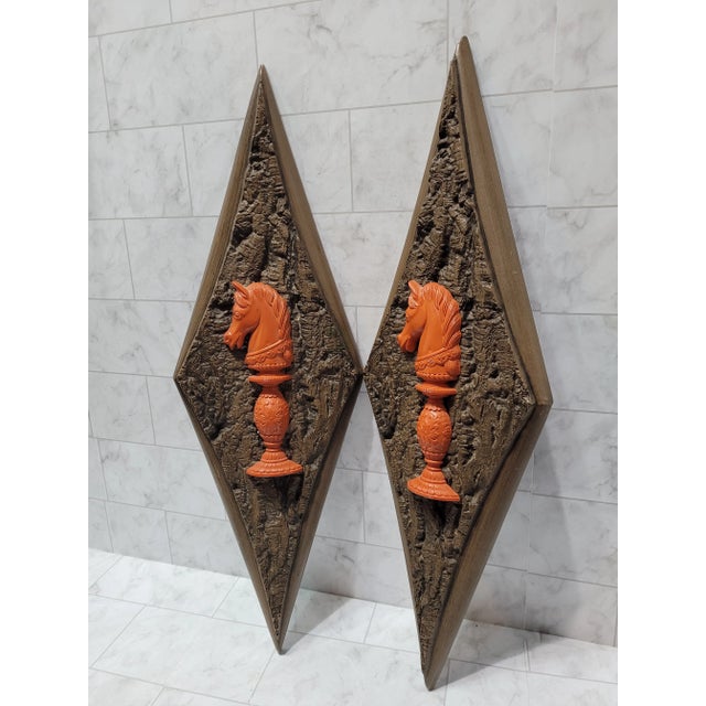 Wood Mid Century Modern Burwood Chess Knight Horse Wall Hanging For Sale - Image 7 of 10