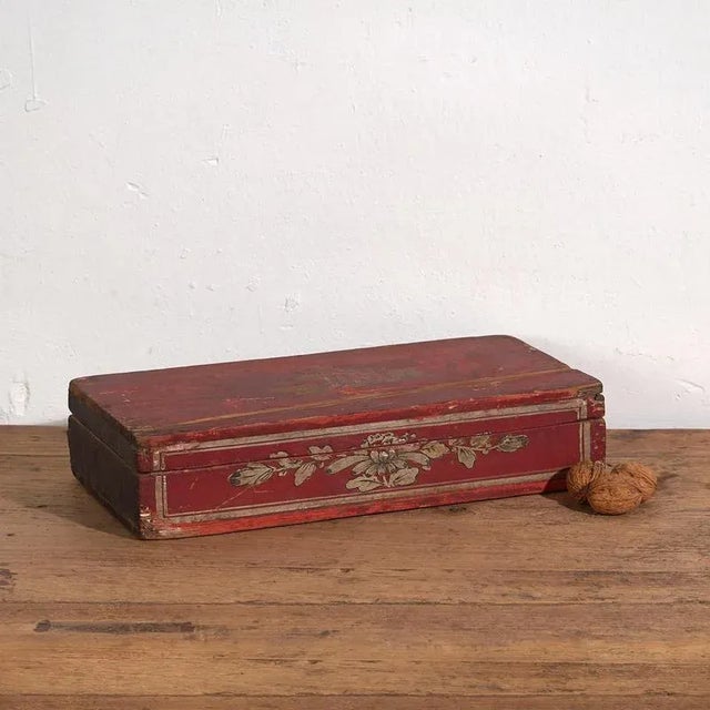 Red Antique Red Box, 1900s For Sale - Image 8 of 8