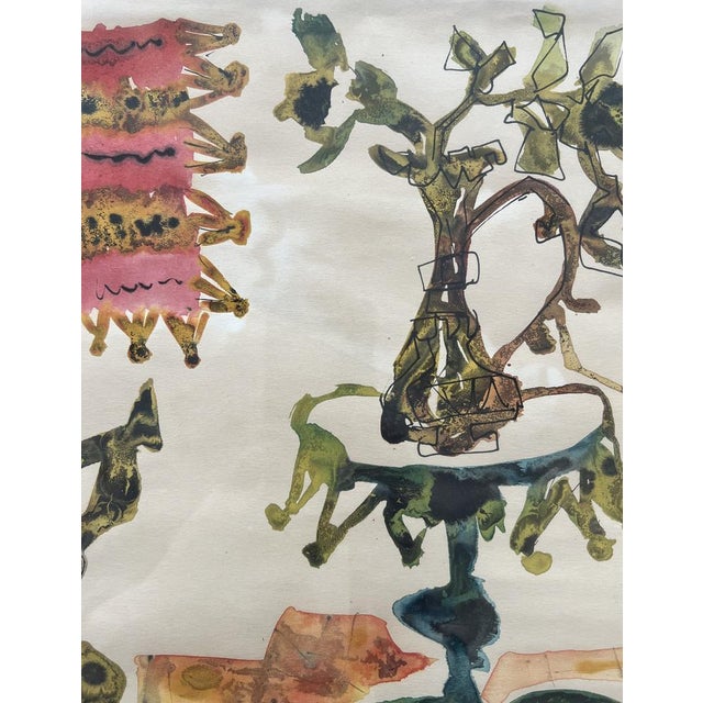 José Caballero, Deux femmes dansantes en intérieur, Pastel & Gouache on Paper, Framed For Sale - Image 4 of 15