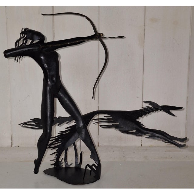 1960s Sculpture Diana on the Hunt in Black Lacquered Metal, 1960s For Sale - Image 5 of 5