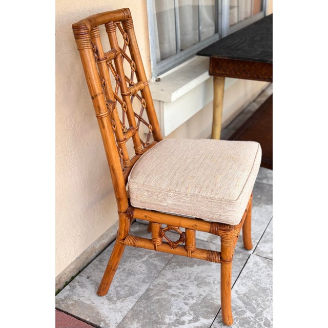 Bielecky Brothers 6 Late 20th Century Refurbished Rattan Chippendale Dining Chairs Styled After Bielecky Brothers For Sale - Image 4 of 7