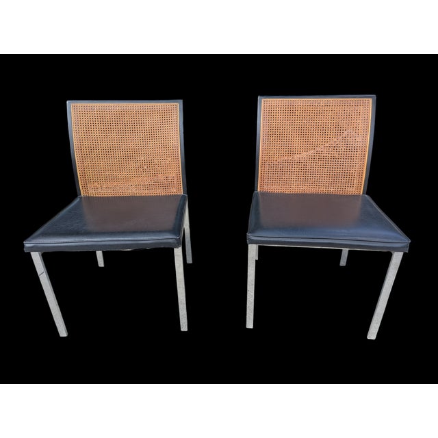 Vintage Paul McCobb Planner for Lane Furniture Wicker Caned Chrome Chairs- A Pair For Sale - Image 14 of 18