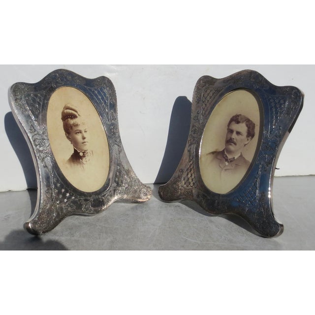 Beaux-Arts Pair of 2 SilverPlate Victorian Photo Frames- A Pair of 2 For Sale - Image 3 of 8