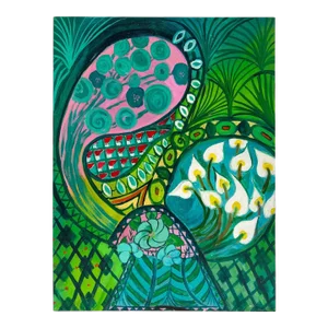 Green Paisley Meditation Painting by Carol Bertrand