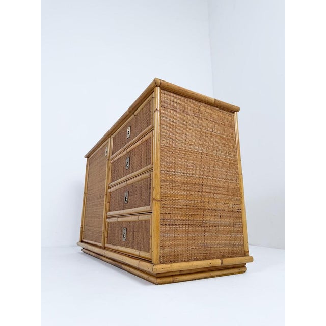 Mid-Century Italian Bamboo, Rattan and Cane Cabinet with Drawers by Dal Vera, 1970 For Sale - Image 15 of 18