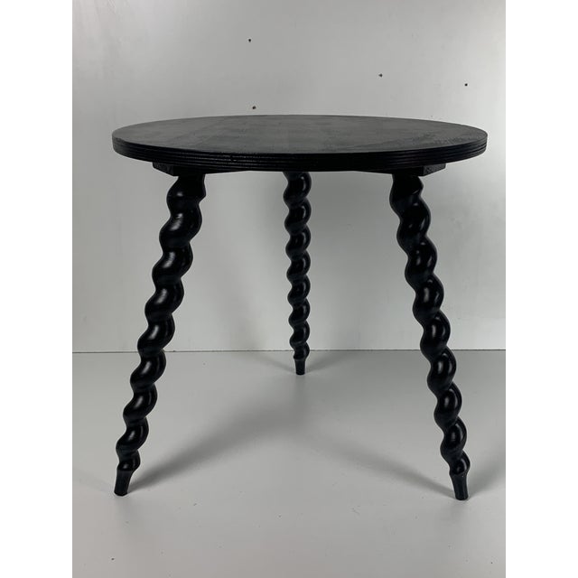 Wood Mid-Century French Ebonized Turned Wood Side Table with Cork Screw Legs, 1950s For Sale - Image 7 of 15