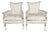 Judith Norman French Neoclassical Bergere Armchairs in Damask Fabric, a Pair, Gilt, Design Center of America For Sale
