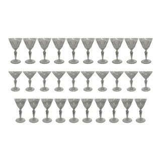 Mid 20th Century Baccarat, France Stamped Austerlitz Stemware in Three Sizes- Set of 30 For Sale