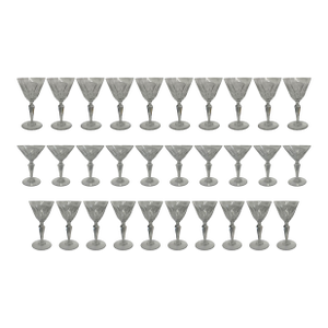 Mid 20th Century Baccarat, France Stamped Austerlitz Stemware in Three Sizes- Set of 30