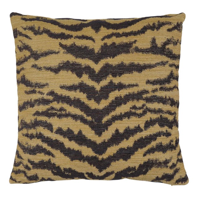 Schumacher Shivalik Hills Tiger 22" Pillow In Gold For Sale