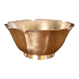 Vintage Large Brass Lotus Bowl / Vide Poche / Trinket Dish For Sale