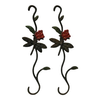 Vintage French Iron Hanging Planter Hooks - a Pair For Sale
