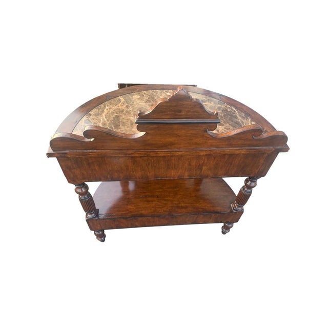 Late 20th Century Late 20th Century Pair of Marge Carson Demilune Side Tables / Nightstands Marble Top For Sale - Image 5 of 14
