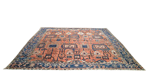 Antique Persian Heriz Hand Knotted Rug - 9′11″ × 10′10″ - Size Cat. 9x12 10x10