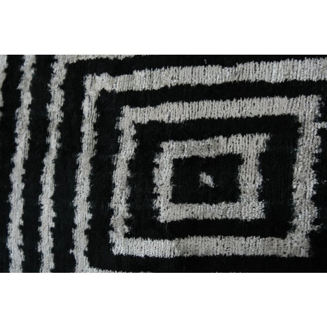 Boho Chic Black Silk Velvet Ikat Pillow Cover For Sale - Image 4 of 6
