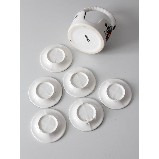 Vintage Crespo Spanish Faience Coaster Set With Basket Holder For Sale - Image 13 of 15