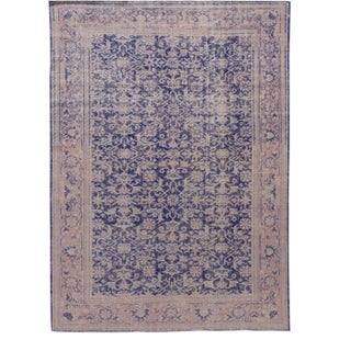 Antique Malayer Handmade Purple Floral Wool Rug For Sale
