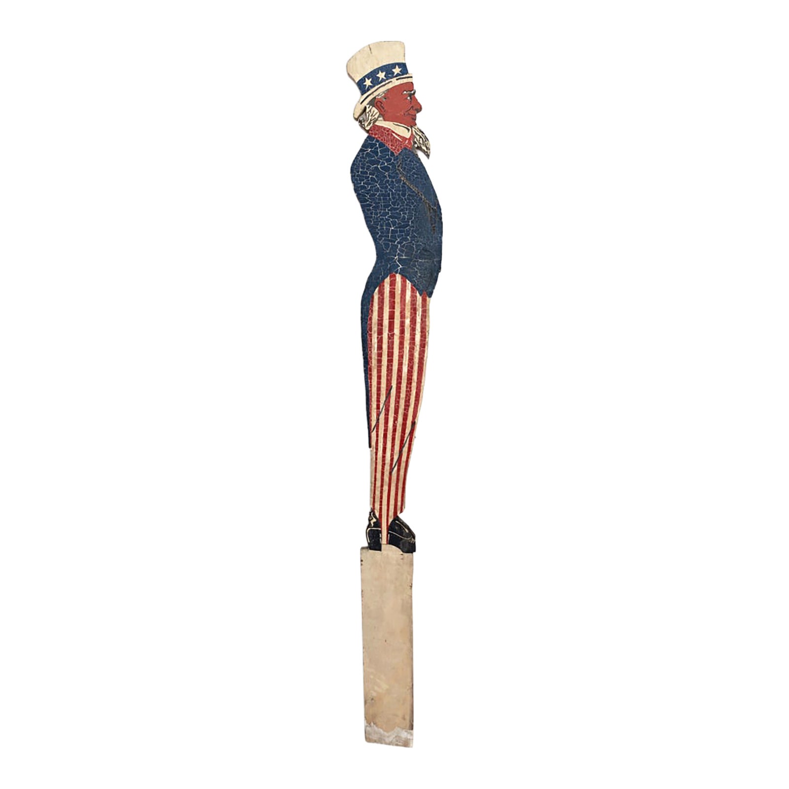 First Half 20th Century Large Patriotic Wood Uncle Sam Figure | Chairish