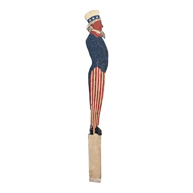 First Half 20th Century Large Patriotic Wood Uncle Sam Figure For Sale