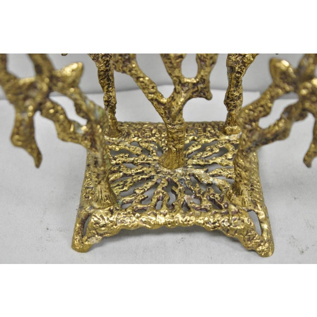 Mid 20th Century Vintage Mid Century Modern Brutalist Brass Judaica Candelabra by Wainberg For Sale - Image 5 of 11