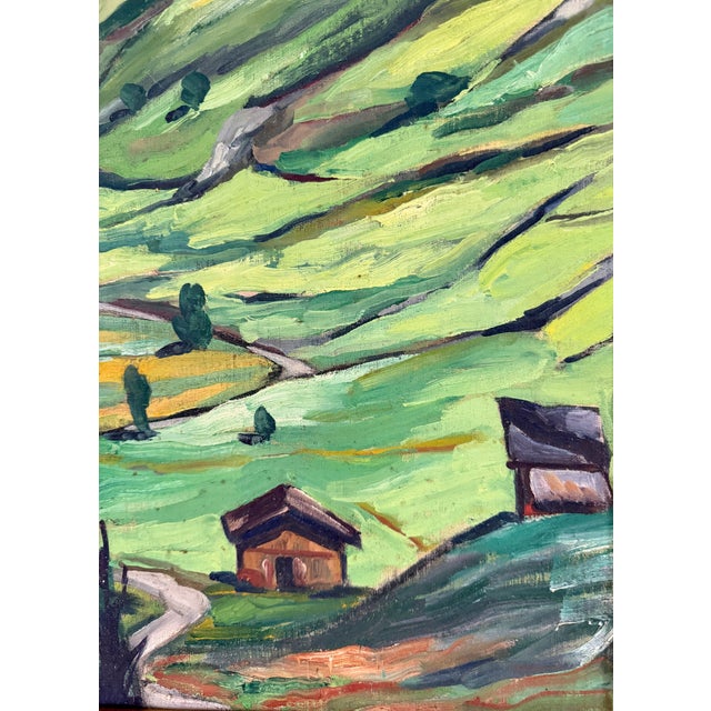 Green Vintage French Landscape Oil Painting For Sale - Image 8 of 17