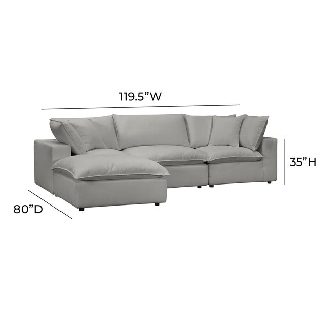 Wood Cali Slate Performance Fabric Modular 4 Piece Sectional For Sale - Image 7 of 7