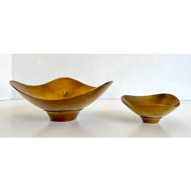 1960s 1960s Pair of Raymor Organically Shaped Brass Finger Trinket Bowls For Sale - Image 5 of 12