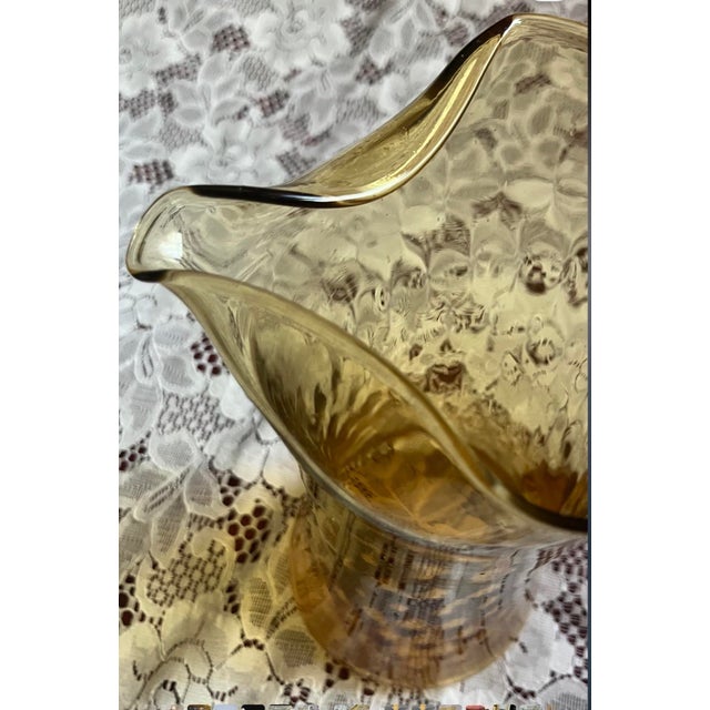 1940 Depression amber glass pitcher with a dimple design by Jeanette or Hocking Glass Co. Set of 8 Fitz and Floyd” Vintage...