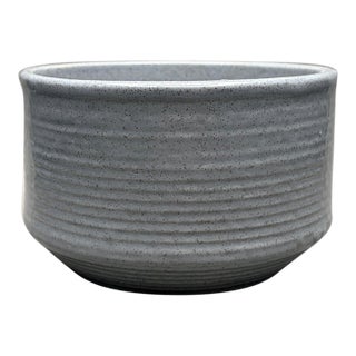 Vintage Blue Gray Speckled Glazed Ceramic Art Pottery Planter Pot For Sale