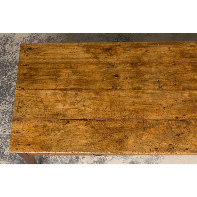 Early 19th Century French Provincial Fruitwood Farmhouse Table With Two Drawers For Sale - Image 4 of 18