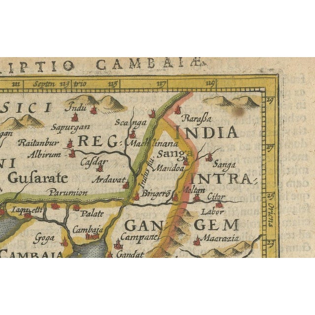 Miniature Map of Cambay by Petrus Bertius, 1616 For Sale - Image 6 of 10