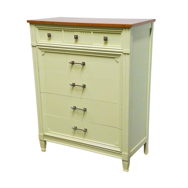 BASSETT FURNITURE Ticino Collection Cream Painted 36" Chest of Drawers w. Solid Cherry Top 238-96-251 47" High 36.5" Wide...