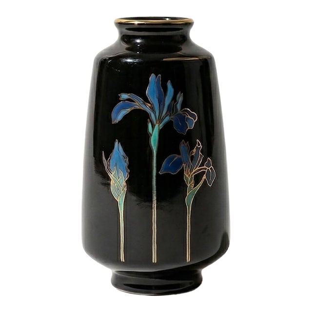 Black Iris Bud Vase by Otagiri For Sale