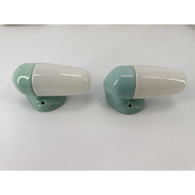 Ceramic Aqua Blue Green Wall Lamp by Wilhelm Wagenfeld for Lindner, 1958 For Sale - Image 12 of 14