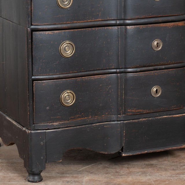 Early 19th Century Black Rococo Large Oak Chest of Four Drawers, Denmark For Sale - Image 12 of 15