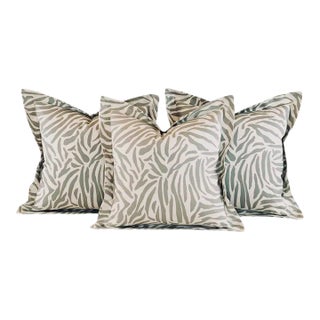 Designer Vicki Payne Free Spirit Gray Ivory Zebra African Safari Animal Print Pillows- 3 Pc Set For Sale