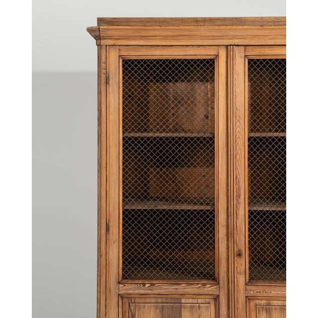 Pitch Pine Library Cabinet With Mesh Screen Doors For Sale - Image 11 of 11