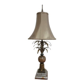 1990s Fine Art Lamps Gold Gilt Mercury Glass Italian Regency Column table Lamp Shade B For Sale