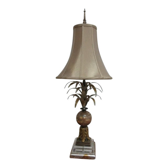 1990s Fine Art Lamps Gold Gilt Mercury Glass Italian Regency Column table Lamp Shade B For Sale