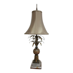 1990s Fine Art Lamps Gold Gilt Mercury Glass Italian Regency Column table Lamp Shade B