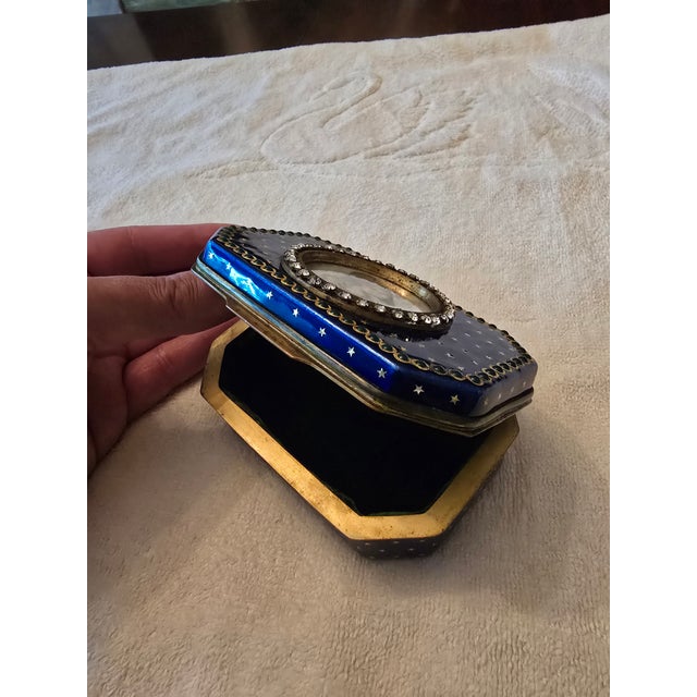 Royal Blue Antique Faberge Style Jewelled Sapphire Jewelry Box For Sale - Image 8 of 10