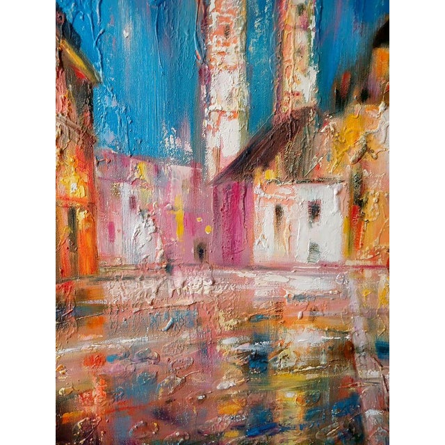 1990s Abstract Oil Painting Night City Anatoly Tarabanov | Chairish