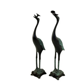 1990s Mirror Bronze Cranes - a Pair For Sale