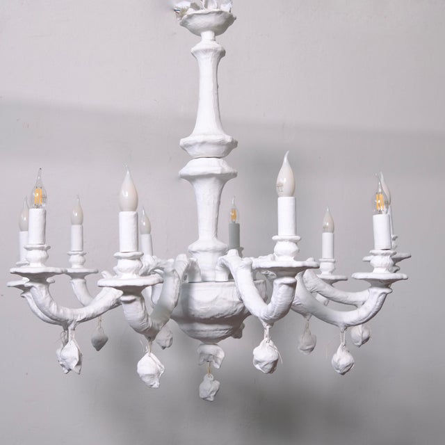 Glass Handcrafted 10-Arm Chandelier in Coated Glass For Sale - Image 7 of 18
