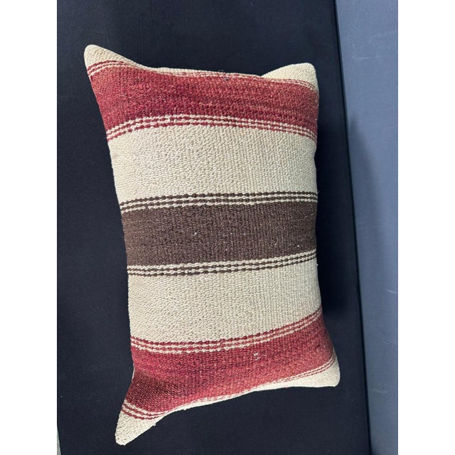 Turkish Hemp Pillow Cushion Natural Beige Red Pillow Cushion Cover 16" x 24" #30171 Enhance your home decor with our Kilim...