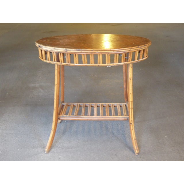 Wood 1920's Sculptural Oval Rattan Center Table For Sale - Image 7 of 9