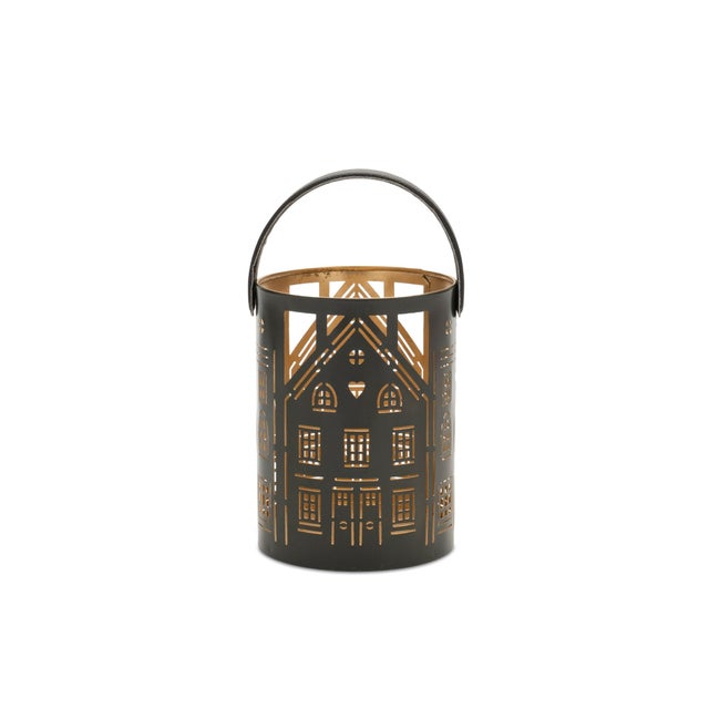 Kenneth Ludwig Chicago Punched Metal House Lantern (Set of 3) For Sale - Image 4 of 4