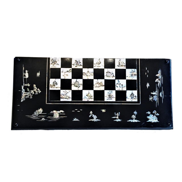 Mother Of Pearl And Lacquered Wood Backgammon And Chess Set Vietnam 1960s Chairish