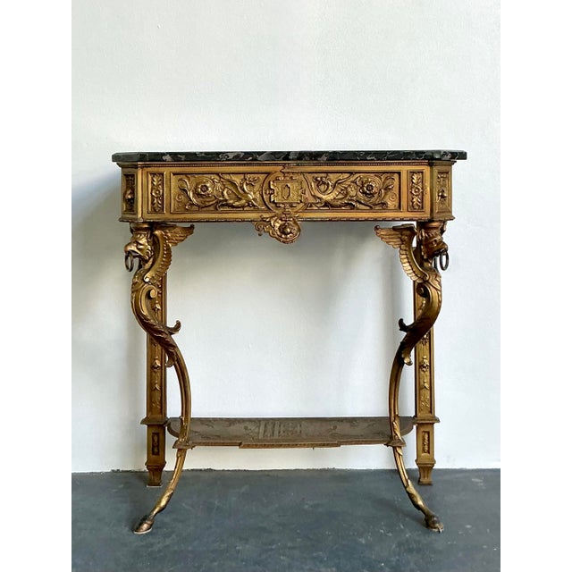 Vintage Regency Zimmerman Gilt Wrought Iron Console For Sale In West Palm - Image 6 of 10